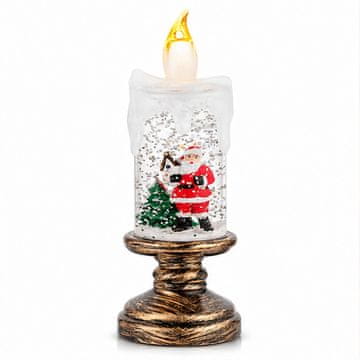 Netscroll Dekorativna LED shake-it božična sveča z Božičkom, drevescem in padajočim snegom, CANDLES