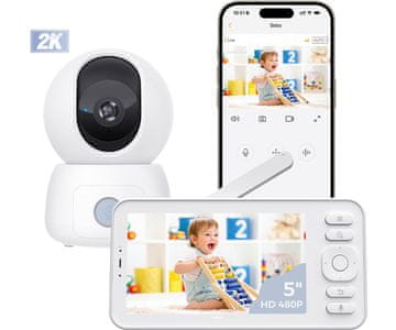 Arenti Laxihub AInanny C3 Kit otroška video varuška, 3MP/2K, mikrofon, zvočnik, bela