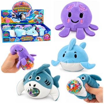 slomart LEAN TOYS plišasta igrača za stiskanje z vodenimi kroglicami (morski motivi)