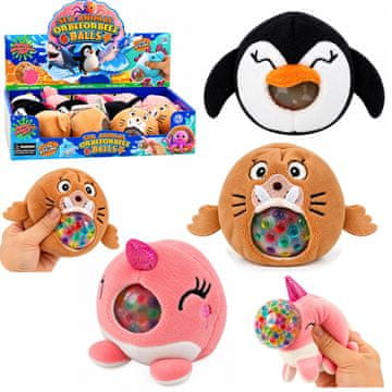 slomart LEAN TOYS plišasta igrača za stiskanje z vodenimi kroglicami (pingvin/morž)