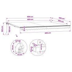 Vidaxl Ročna tenda 5 x 3 m Antracit 100% poliester
