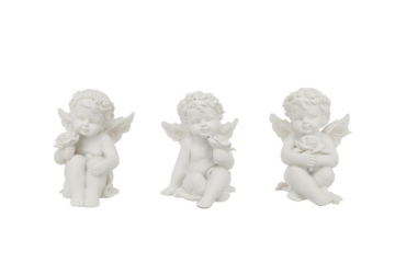 Rayher.	 Angel, sedeč, z vrtnico, 4,7x5x6,4cm, 1 kos