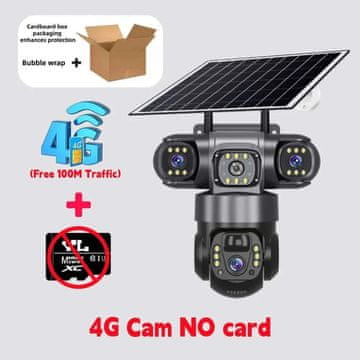 KJB Solarna zunanja kamera 4G s tremi objektivi, 15 MP, brez kartice