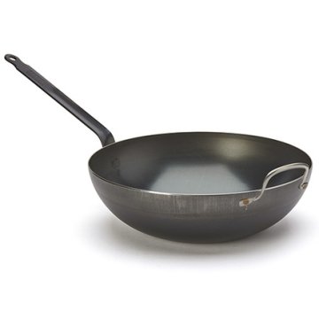 de Buyer Ponev z nelepljivim premazom 5217.32, BLUE CARBON, WOK, blue steel, diameter 32 cm, height 9.7 cm, wider bottom