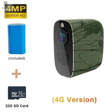 KJB Zunanja baterijska kamera 4G SIM, 4 MP, kartica 32 GB