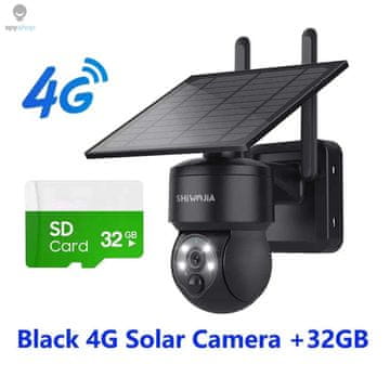 KJB Solarna zunanja PTZ kamera 4G, črna, 32 GB