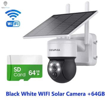 KJB Solarna zunanja PTZ kamera Wi-Fi, črno-bela, 64 GB
