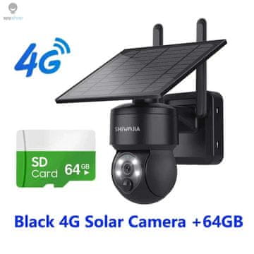 KJB Solarna zunanja PTZ kamera 4G, črna, 64 GB
