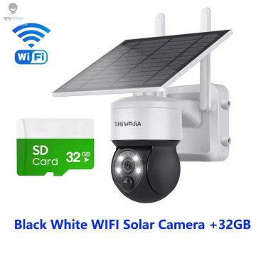 KJB Solarna zunanja PTZ kamera Wi-Fi, črno-bela, 32 GB