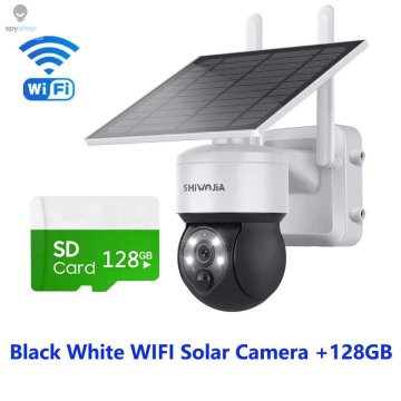 KJB Solarna zunanja PTZ kamera Wi-Fi, črno-bela, 128 GB