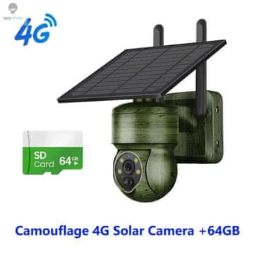 KJB Solarna zunanja PTZ kamera 4G, kamuflažna, 64 GB