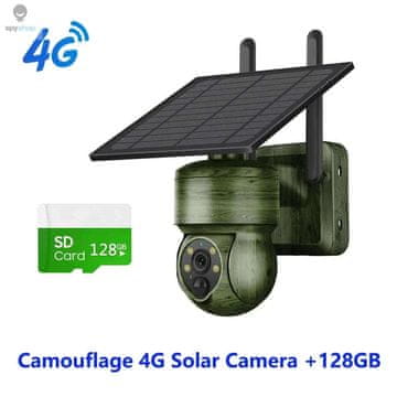 KJB Solarna zunanja PTZ kamera 4G, kamuflažna, 128 GB