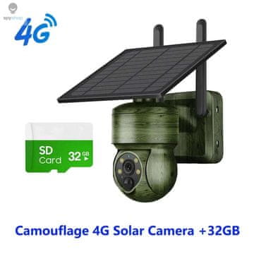 KJB Solarna zunanja PTZ kamera 4G, kamuflažna, 32 GB