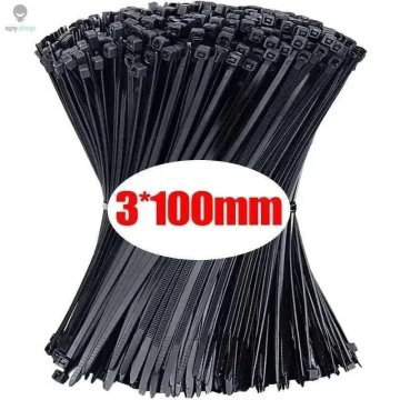 KJB Najlonske samozaporne kabelske vezice, črna, 3 × 100 mm, 100 kosov