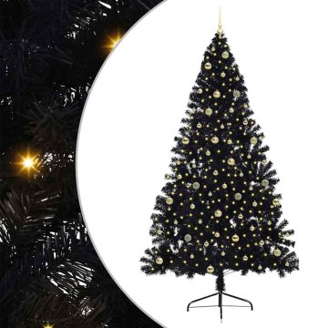 Vidaxl Umjetna preddekorirana božićna jelka Črna 240 cm PVC