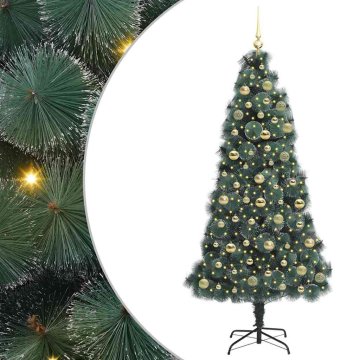 Vidaxl Umijetna praznična smreka s setom kroglic Zelena 180 cm PET