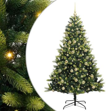 Vidaxl Umjetno hinged božično drevo 300 LED Zelena 180 cm PVC in PE