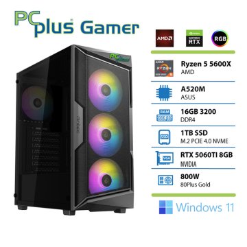 PCplus Gamer Ryzen 5 5600X 16GB 1TB RTX 5060TI OC 8GB Windows 11 Home gaming namizni računalnik