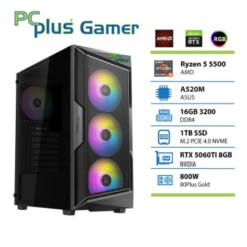 PCplus Gamer Ryzen 5 5500 16GB 1TB SSD RTX 5060 TI OC 8GB gaming namizni računalnik