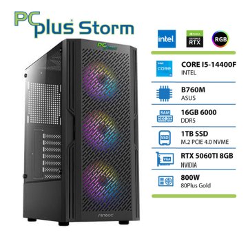 PCplus Storm Core i5 14400F 16GB 1TB SSD RTX 5060Ti 8GB gaming namizni računalnik