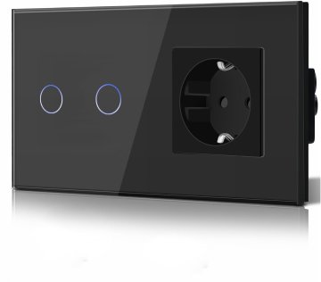 LifeSmart pametno 2-kanalno Wi-Fi stikalo EU z vtičnico, 157 mm, črno