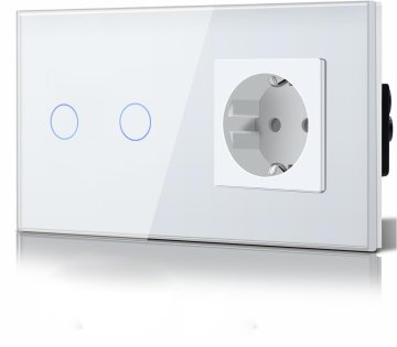 LifeSmart pametno 2-kanalno Wi-Fi stikalo EU z vtičnico, 157 mm, Bela