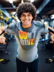 Moška vadbena majica s aktivnim tiskom, ki reagira na znoj, Don't Quit, siva, velikost L, dihljiva, elastična, lahka, hipoalergena, za fitnes, kardio, HIIT, TRX, trening z utežmi, darilo za fitnes