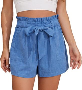 Ženske casual kratke hlače wide leg s elastičnim pasom modre XL 100% poliester mehke dihljive s prostornimi stranskimi žepi za vsakodnevno nošenje, dopust in šport