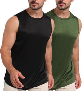 Moška športna majica brez rokavov tank top iz tehničnega poliestra hitro sušeča dihajoča lahka elastična za fitnes tenis pohodništvo trening in poletne žare 2 kom velikost L