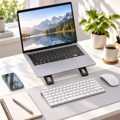 HOME & MARKER® Zložljivo ergonomsko stojalo za prenosnik, cinkova zlitina, 2 nastavljiva kota, izboljšano hlajenje | LAPFOLD Srebro