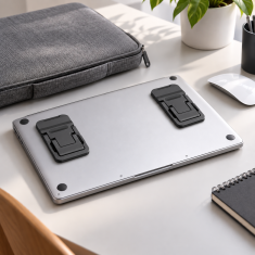 HOME & MARKER® Zložljivo ergonomsko stojalo za prenosnik, cinkova zlitina, 2 nastavljiva kota, izboljšano hlajenje | LAPFOLD Črna