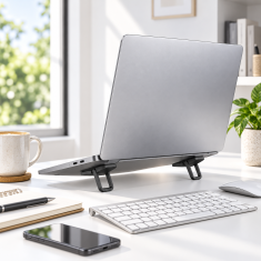 HOME & MARKER® Zložljivo ergonomsko stojalo za prenosnik, cinkova zlitina, 2 nastavljiva kota, izboljšano hlajenje | LAPFOLD Črna