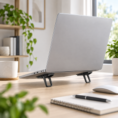 HOME & MARKER® Zložljivo ergonomsko stojalo za prenosnik, cinkova zlitina, 2 nastavljiva kota, izboljšano hlajenje | LAPFOLD Črna