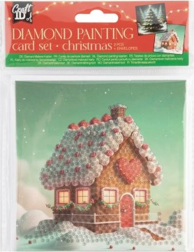CRAFT ID Diamantna poslikava Božične voščilnice Medena hišica in božično drevo 13x13 cm