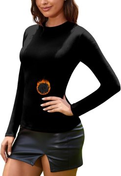Ženska termo majica Slim Fit z dolgimi rokavi termoaktivno perilo okrogel ovratnik toplotna izolacija dihajoč lahek prijazen do kože osnovno oblačilo spodnja plast črna velikost L