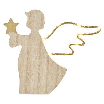 Emos LED lesena dekoracija, angel, 13 cm, 2x AAA, notranja