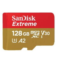 SANDISK Extreme microSDXC 128GB Class 10 UHS-I U3 V30 A2 4K UHD SD adapter SDSQXAA-128G-GN6MA spominska kartica