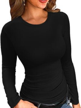 Ženska bluza z dolgimi rokavi Slim Fit iz mehke pletenine okrogel izrez crew neck za vsakodnevno nošenje ne zahteva likanja strojno pranje kombinira se s kavbojkami in krilom velikost L