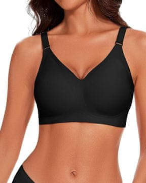 Brezšivni push-up nedrček brez kosti z nastavljivimi ramenskimi trakovi, gladke skodelice T-shirt bra, nevidna pod oblačili, rahel modelirni učinek, vsakodnevno nošenje, šport, črn, velikost XL
