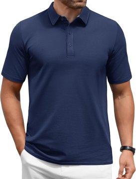 Moška polo majica z učinkom hlajenja Piqué Dihajoča Temno modra L 72% bombaž 25% poliester 3% elastan Klasičen polo ovratnik 3 gumbi Slim fit Odvajanje vlage za golf in pisarno