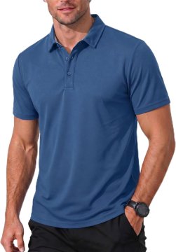 Moška polo majica slim kroja modra L bombažna piké 72% bombaž 25% poliester 3% elastan hitro sušeča dihajoča s 3 gumbi za vsakdanjo poslovno in športno uporabo