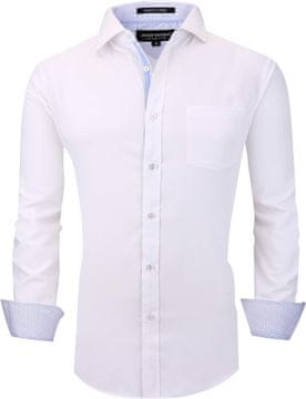 Moška srajca za priložnosti Regular Fit button-down bela 2XL iz viskoze in elastana neguban brez likanja UPF 30 širok ovratnik elegantna za poslovno in casual kombinacijo