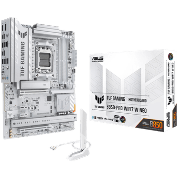 ASUS TUF GAMING B850-PRO WIFI7 W NEO AM5 ATX osnovna plošča - AMD B850, 4xDDR5, 3xM.2, 4xSATA, 2.5Gb LAN, WiFi 7, BT, 1xDP, 1xHDMI, Aura Sync