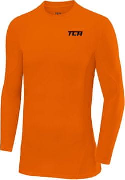 TCA Moška športna kompresijska termo majica z dolgimi rokavi dihajoča oranžna XL za tek, kolesarjenje in zimski trening 4-way stretch D.R.Y. hitro sušenje 3D AirMesh prezračevanje ščetkana notranjost