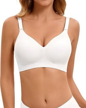 Ženski push-up nedrček brez kitic Bela velikost 3XL – brezšivni, nežno oblikuje, nastavljive naramnice, mehak elastičen dihajoč material, za vsakodnevno nošenje, šport, spanje in delo