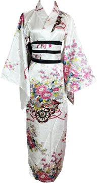 Kimono kopalni plašč ženski Japonsko yukata cosplay tradicionalni s cvetličnim vzorcem poliester dolgi rokavi pas obi velikost 48 EU za domačo obleko noč čarovnic festivale japonske kulture