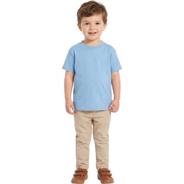 Fantovska majica T-shirt s kratkimi rokavi modra 100% bombaž mehka preja Belcoro okrogel izrez za vsak dan 98 cm 2-3 leta vrtec šola casual za fante klasičen krój