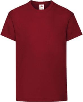 Otroška majica T-shirt iz 100 % bombaža, mehka, prezračna, rdeča, unisex, regularen kroj, okrogel izrez, 145 g/m², za šolo, šport in igro, primerna za tisk ali vezenje, pralni stroj