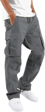 Moške Cargo chino hlače iz bombaža z elastanom, lahke, dihajoče, s 6 žepi, elastičen pas z vrvico, prilagodljive manšete, sive, velikost 28 EU, univerzalen kroj za outdoor, fitnes in potovanja