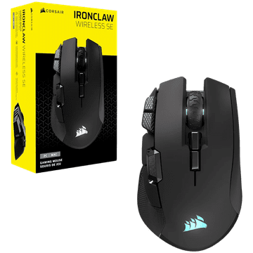 Corsair IRONCLAW WIRELESS SE Optična RGB Miška, 26000 DPI, črna
